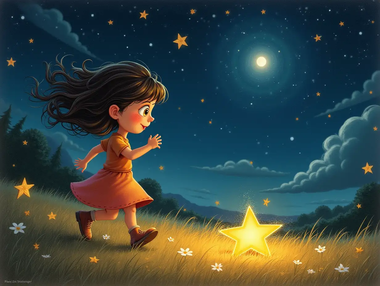 The Girl Child ran excitedly towards the place where the star had fallen.