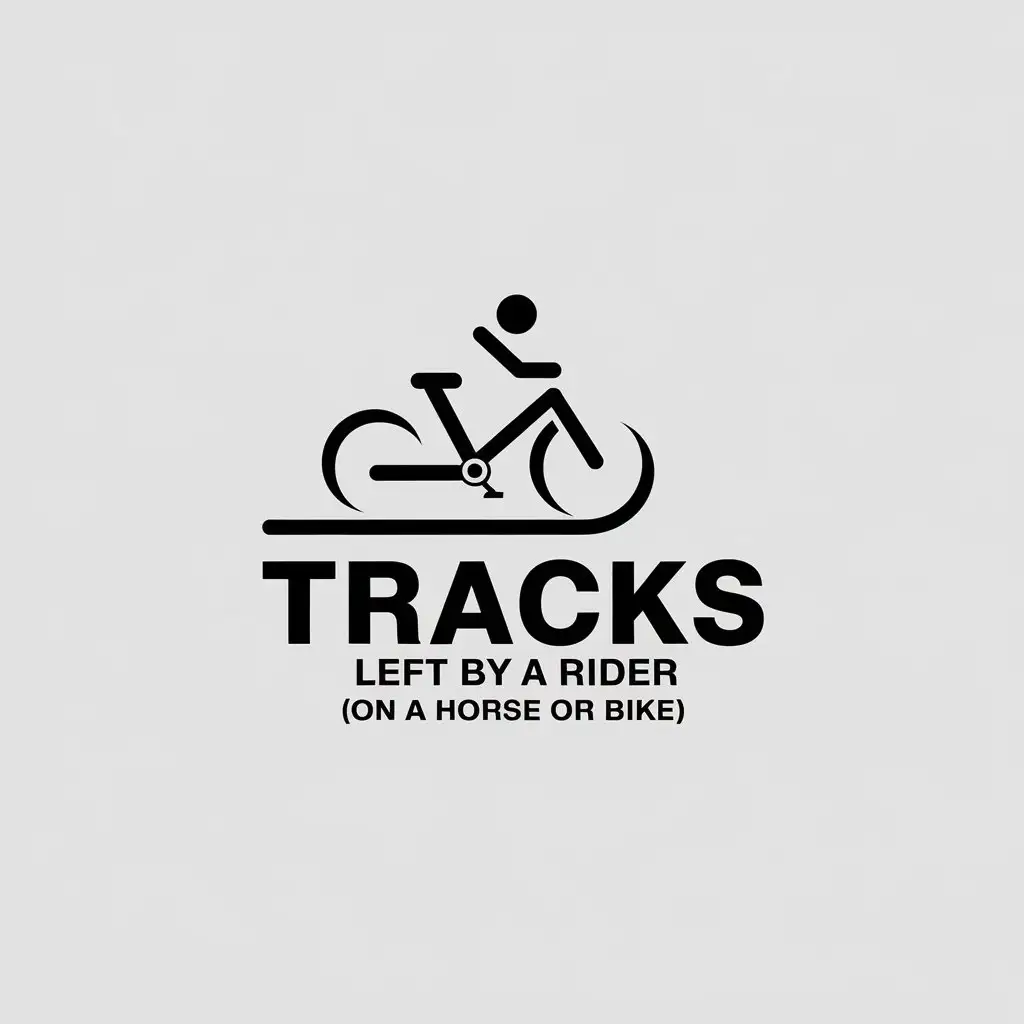 a vector logo design,with the text "Tracks left by a rider (on a horse or bike)", main symbol:bicycle,Minimalistic,be used in Sports Fitness industry,clear background