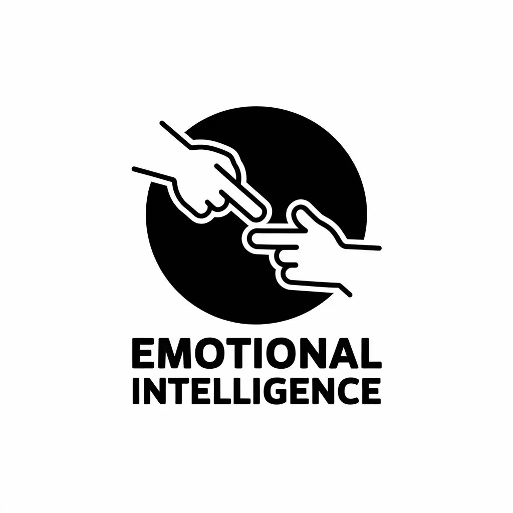 LOGO Design for Emotional Intelligence Black and White Hand Symbol with Clear Background for Education Industry