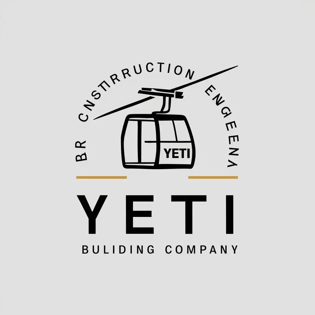 a vector logo design,with the text "Yeti buliding company", main symbol:Cable car construction engineering company,Minimalistic,be used in Travel industry,clear background