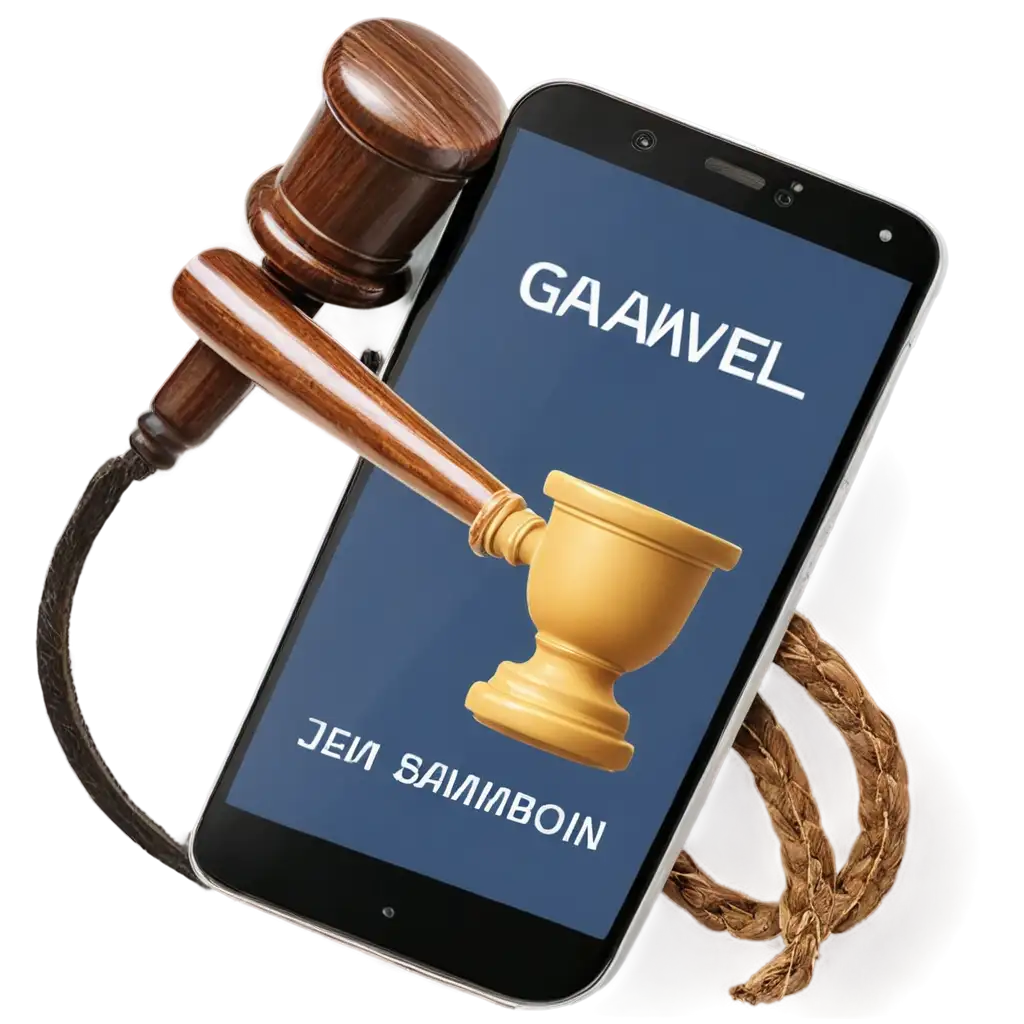 HighQuality-PNG-Image-of-a-Computer-or-Smartphone-with-Law-Symbol-GavelHammer