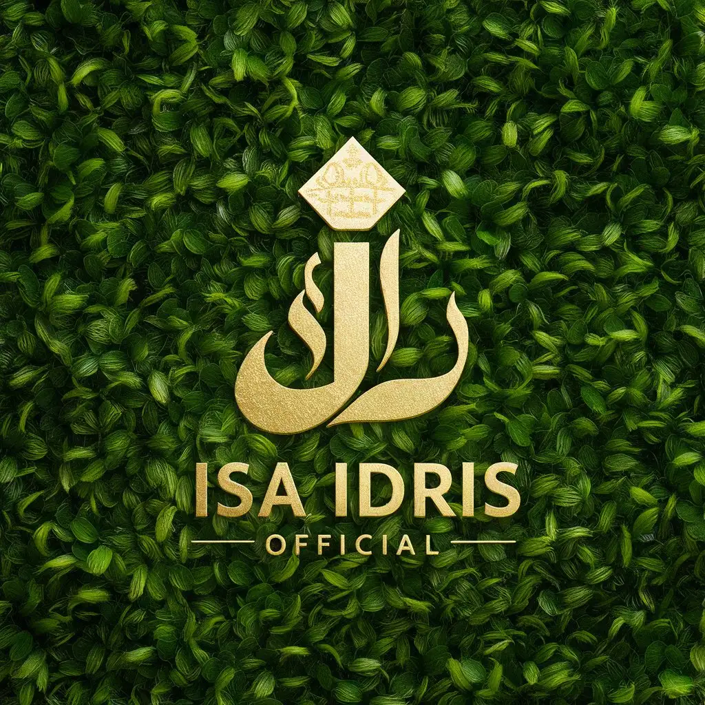 Islamic Religion Lettermark Logo in Gold on Green Background