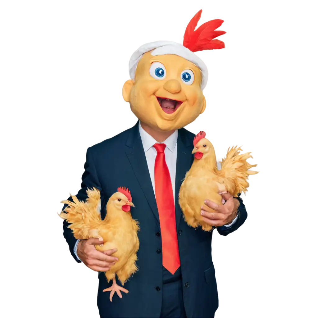 happy chicken with head of bibi netanyahu