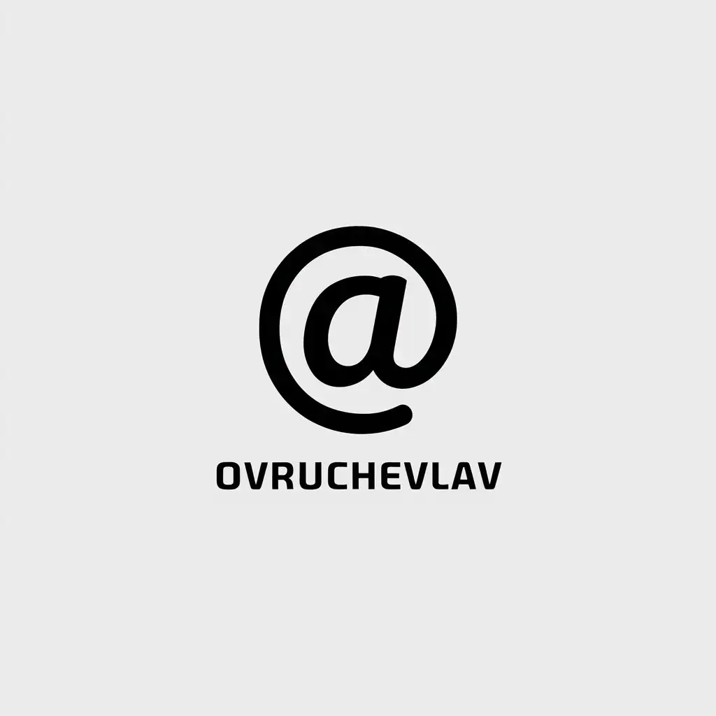 a vector logo design,with the text "ovruchevlav", main symbol:@,Minimalistic,be used in Internet industry,clear background