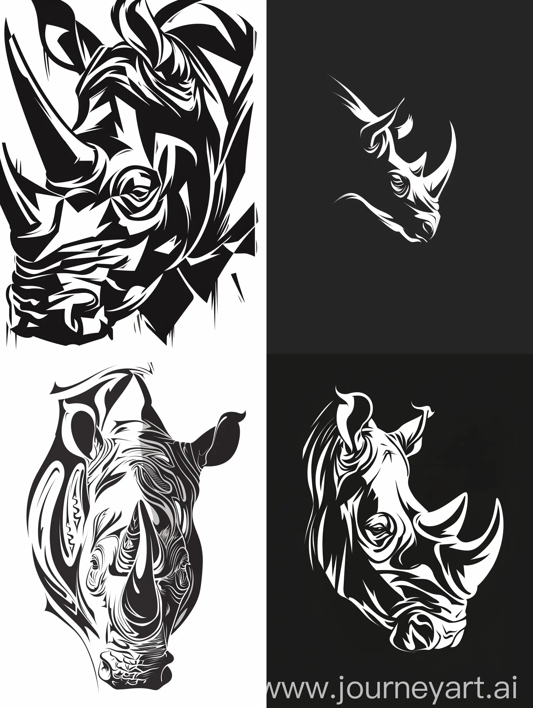 Abstract-Black-and-White-Rhinoceros-with-Whine-Logo