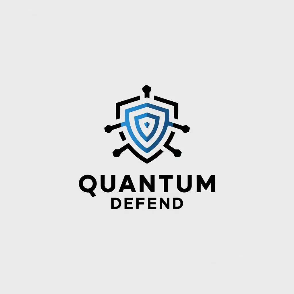 LOGO Design for Quantum Defend Virus Cybersecurity Defense Shield with Minimalistic Style for Technology Industry