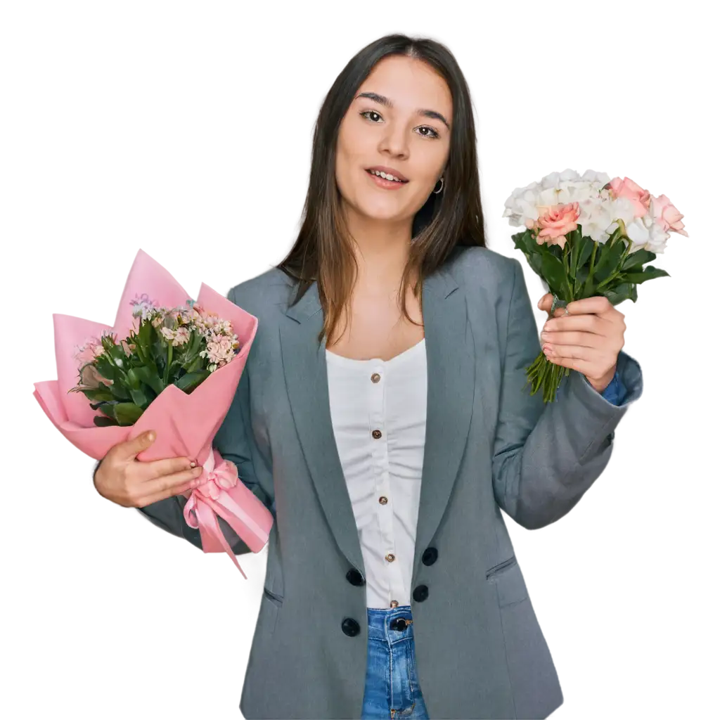 girl with flowers in her hands