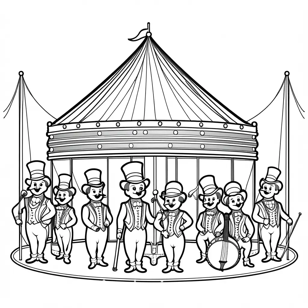 Circus-Band-Coloring-Page-with-Ample-White-Space