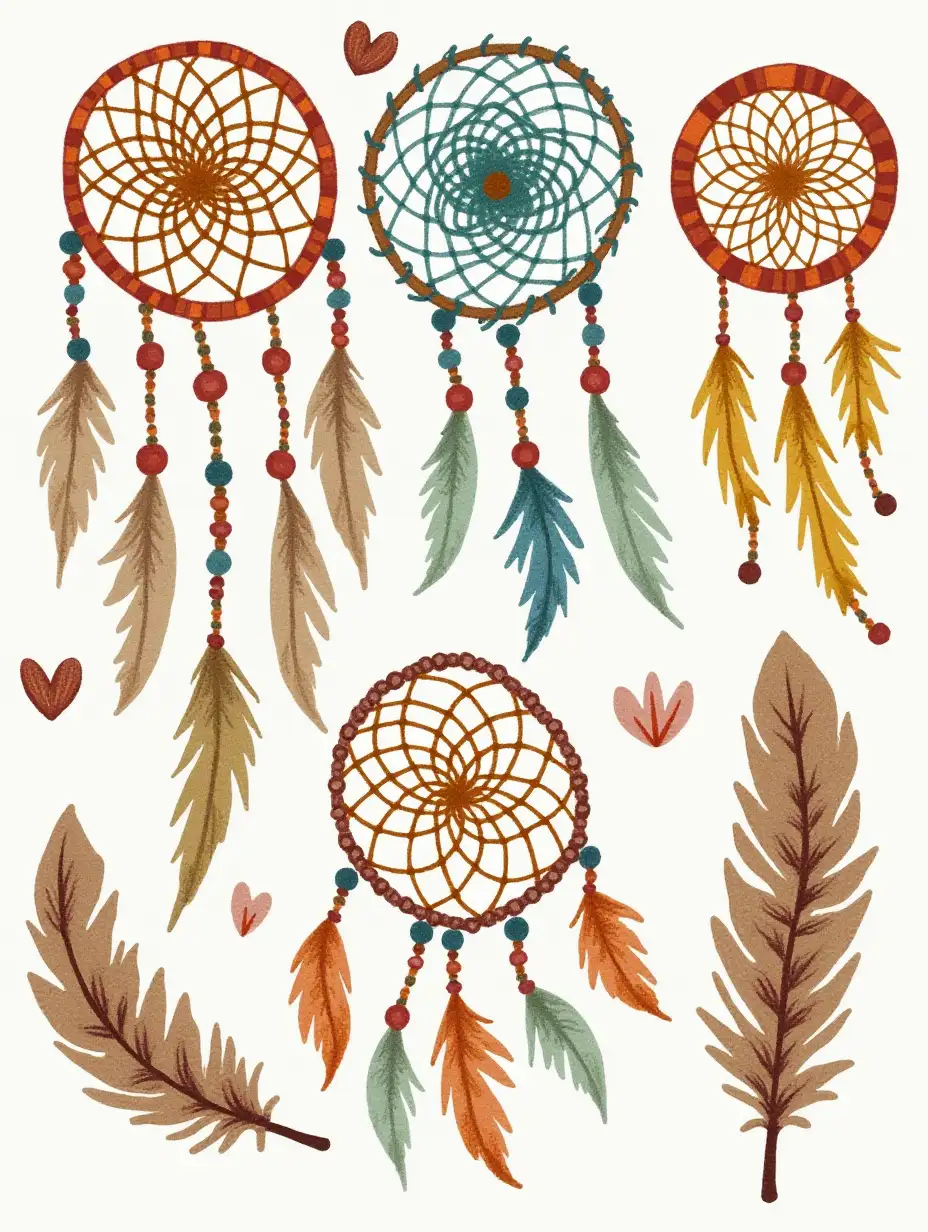 Bohemian Dreamcatcher Designs in Terracotta and Teal Tones