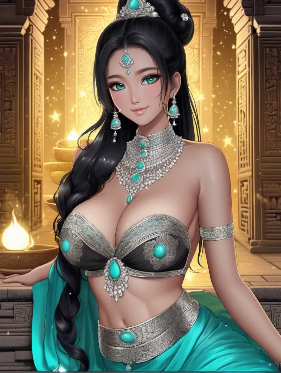 Asian-Magic-Goddess-with-Turquoise-Eyes-and-Starry-Night-Background