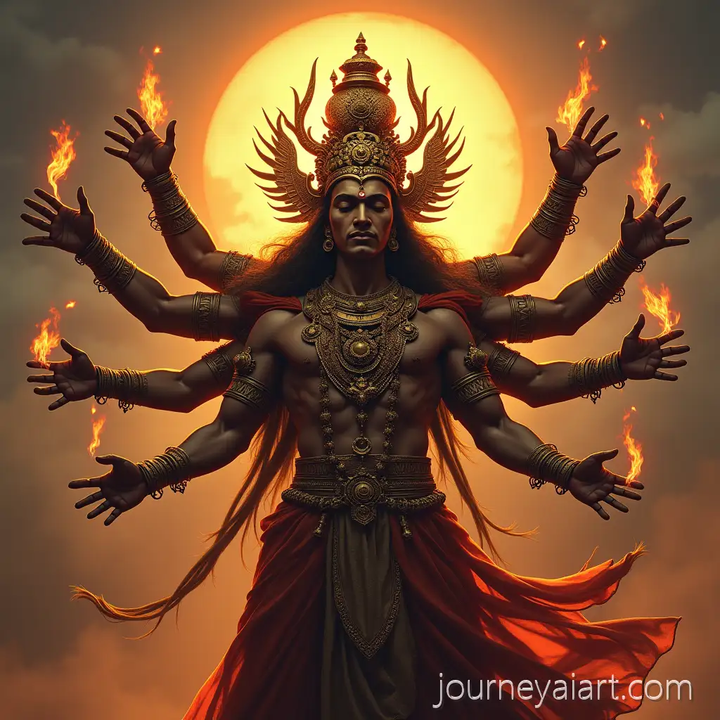Hindu-King-Ravan-with-Ten-Heads-in-Traditional-Mythological-Setting