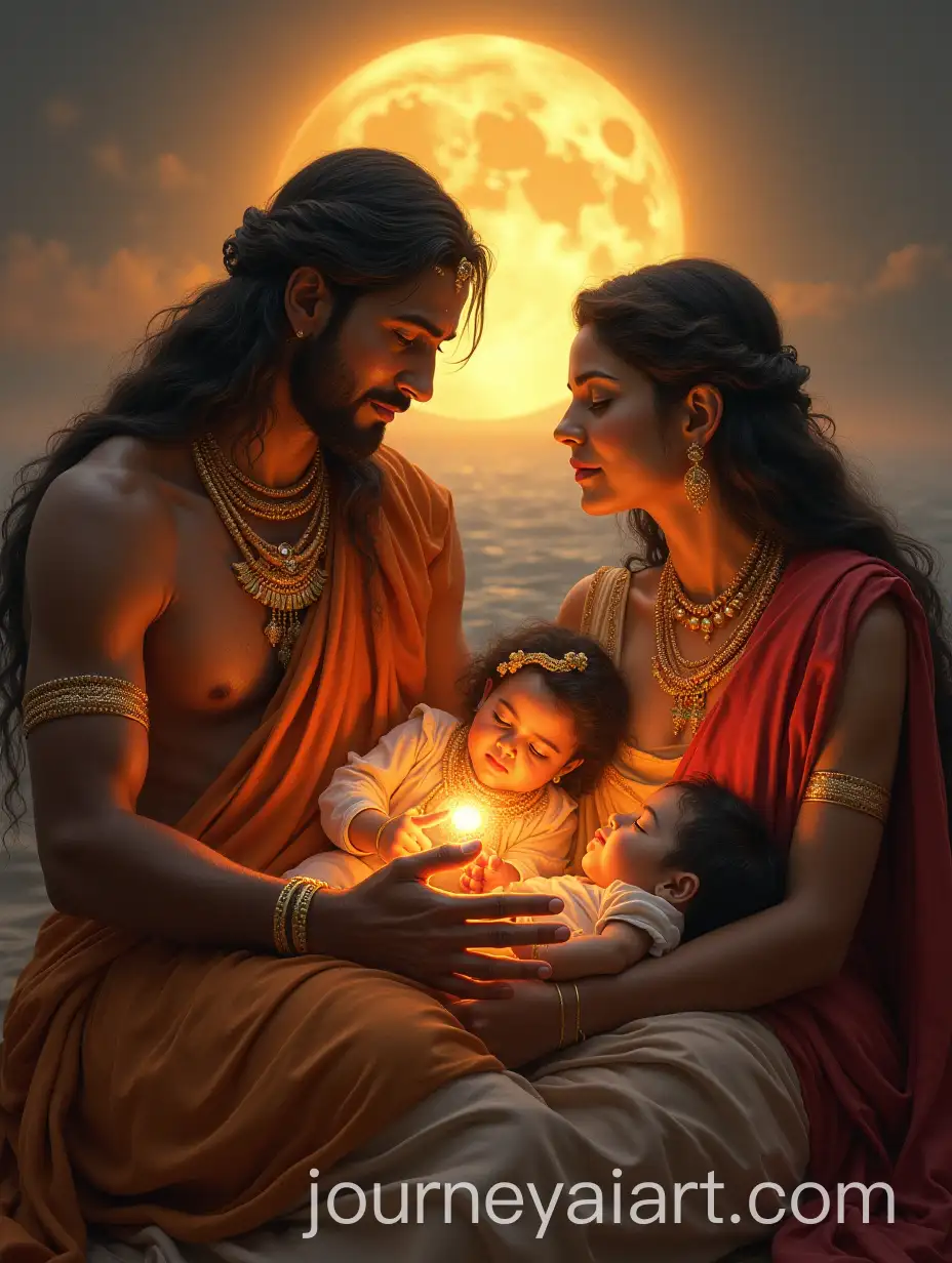 Anasuya-Giving-Birth-to-Chandra-Dattatreya-and-Durvasa-at-Dawn