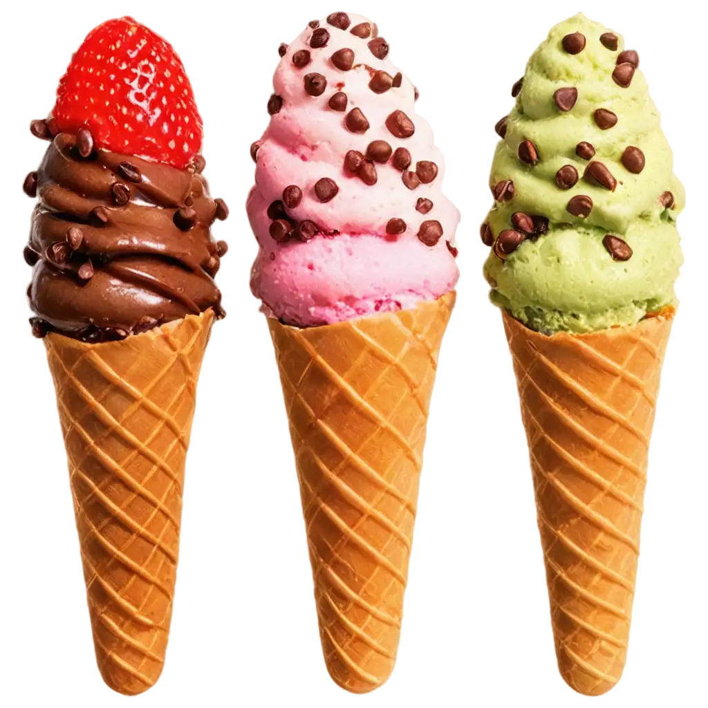 HighResolution-Ice-Cream-Cone-PNG-Image-with-Vibrant-Flavors-and-Toppings