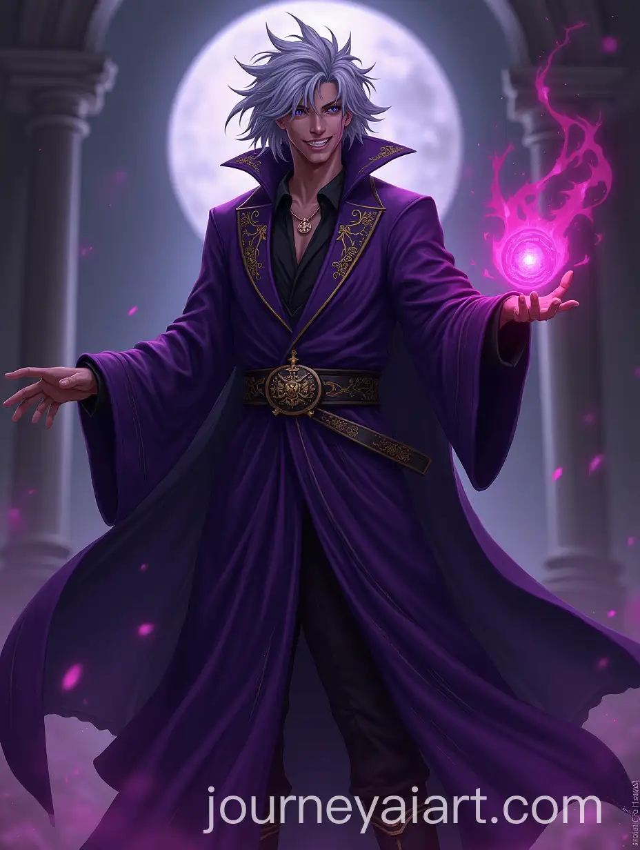 Yami-Bakura-as-a-Necromancer-Archmage-in-a-Purple-Robe-with-Evil-Necromancy-Magic