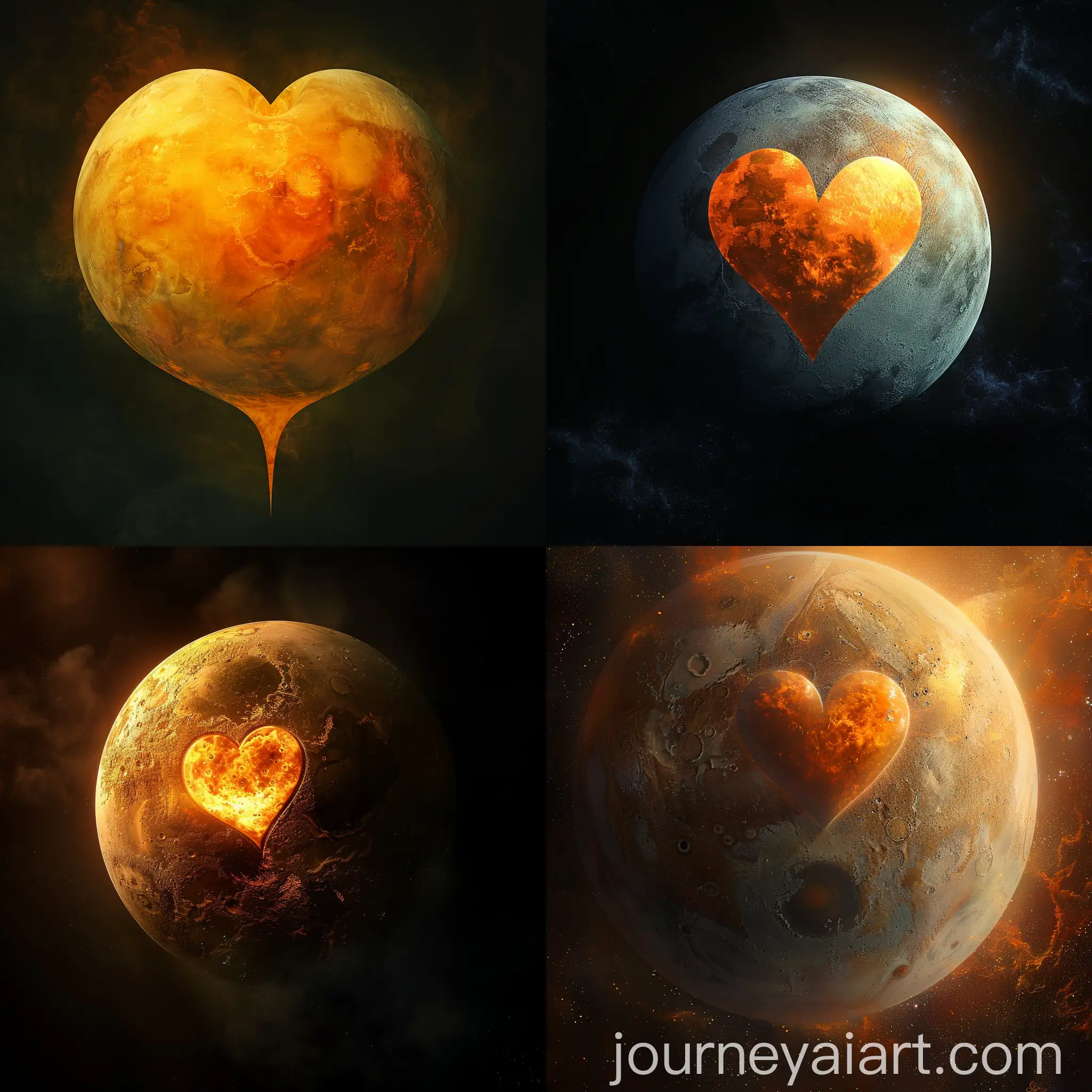 Orange-Heart-Emerging-from-Venus-Planet-Surface