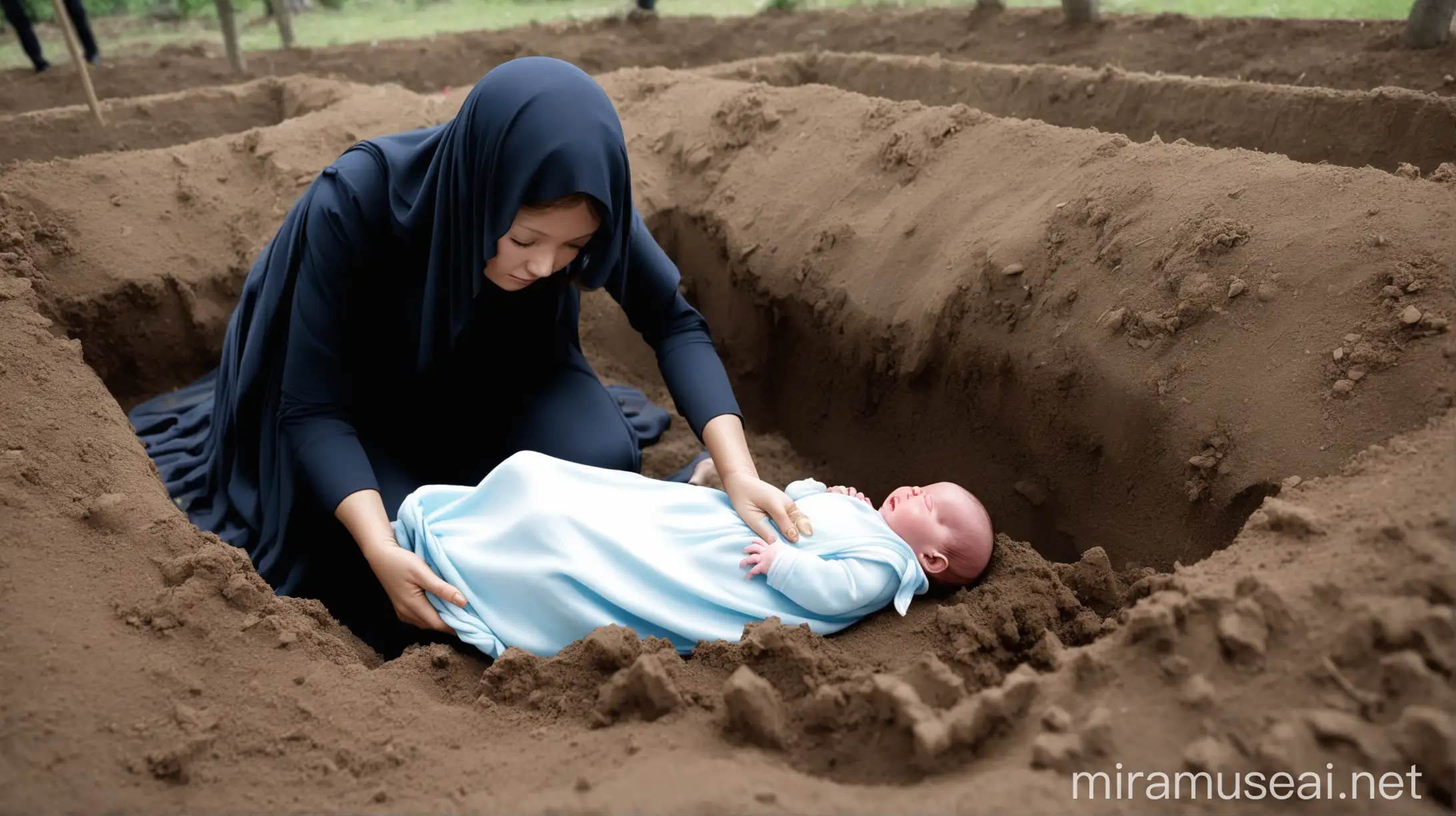 Mother Burying TwoMonthOld Baby Boy in a Garden