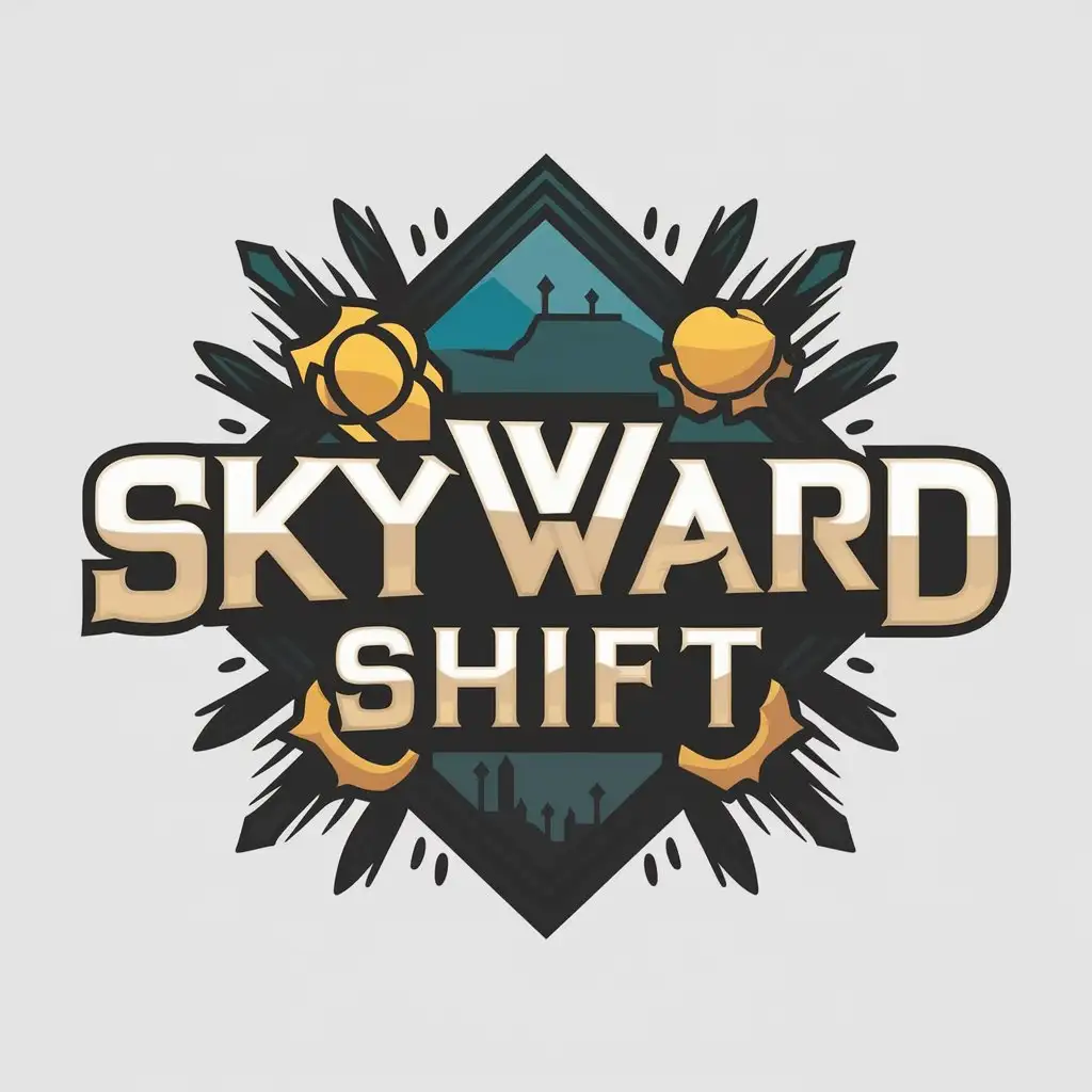 LOGO Design for Skyward Shift Stylized Game Logo with Time Teleportation and Sky Island Dimensions