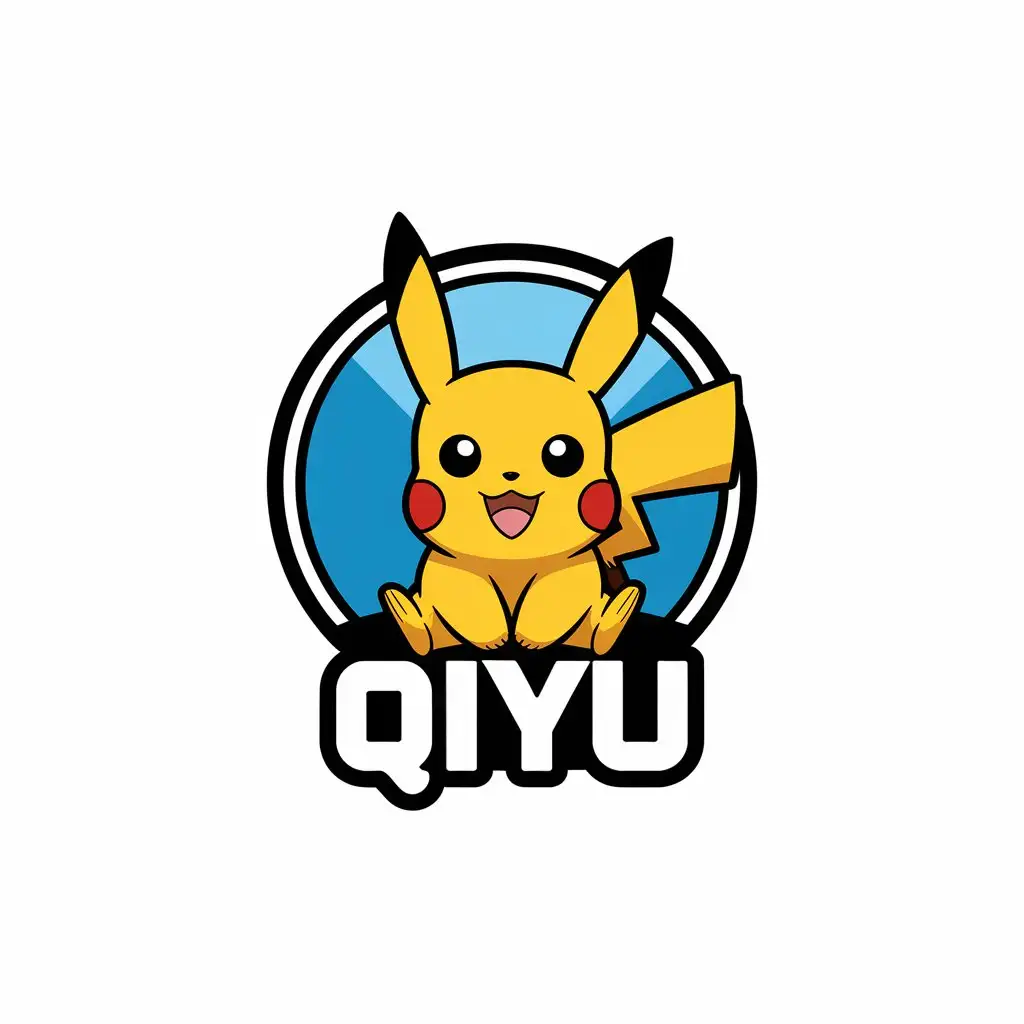 LOGO Design for QIYU Vector Style with Pikachu Symbol and Clear Background