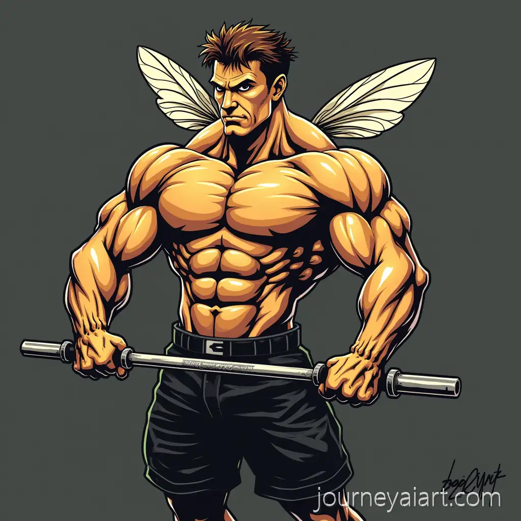 Bee-man-gym-illustrationBeeMan-Gym-Workout-Illustration-Featuring-Strength-Training
