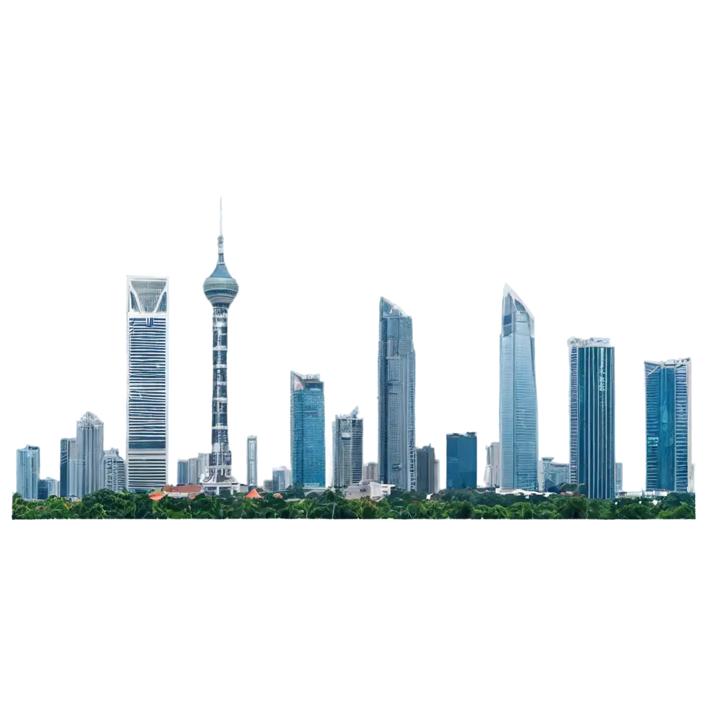 skyscrapers of Jakarta city and their icons with empty background