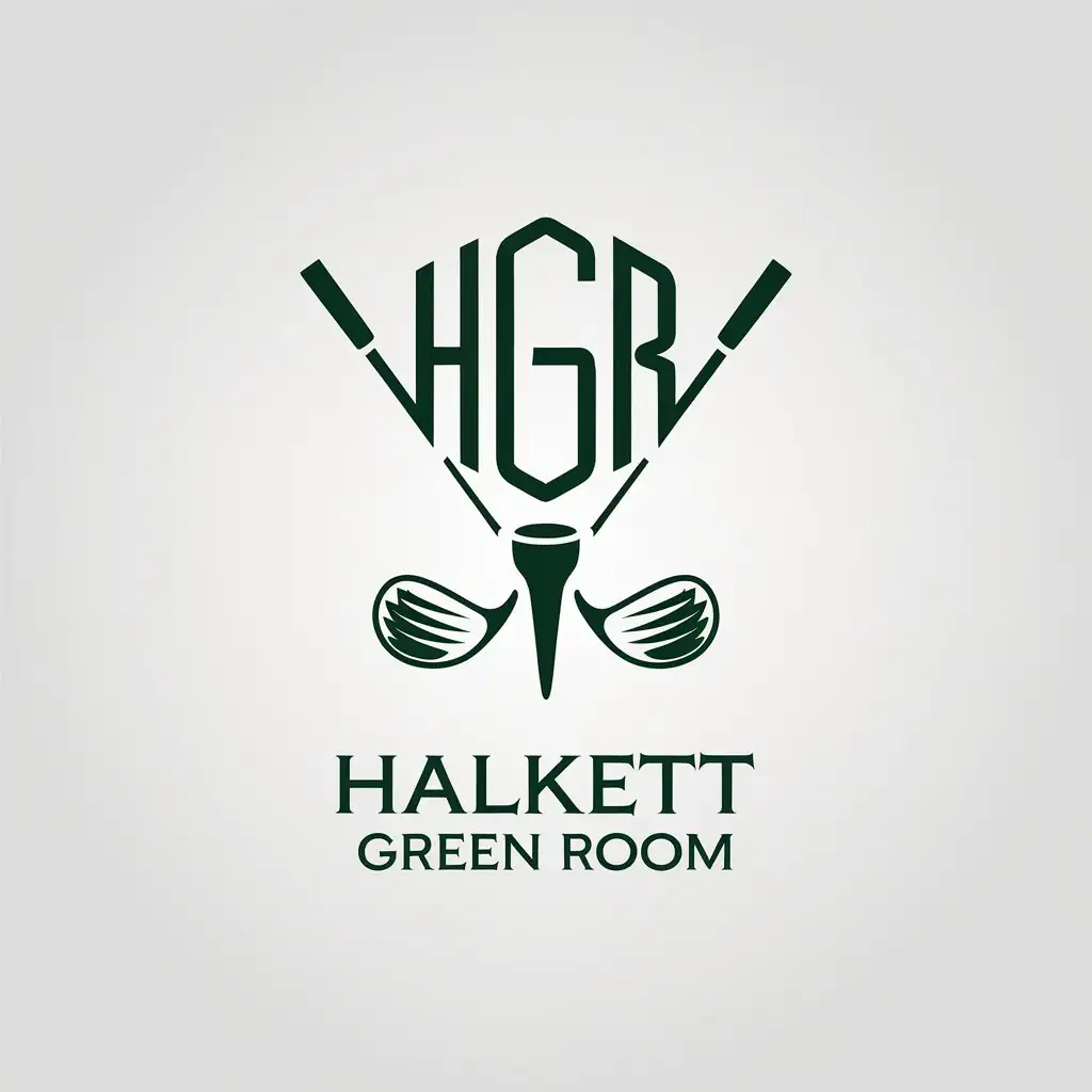 LOGO Design for Halkett Green Room Minimalistic GolfInspired Monogram HGR on Clear Background