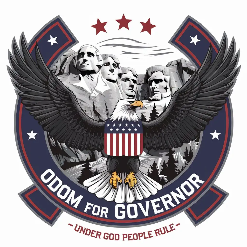 LOGO Design for Odom for Governor Eagle Mount Rushmore and Red Stars with Minimalistic Style for Nonprofit Use