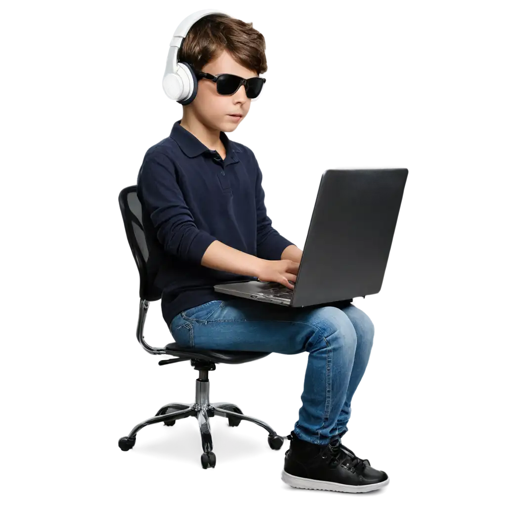 Young-Boy-Hacking-on-PC-with-Headphones-and-Sunglasses-PNG-Image-for-Digital-Art-Tech-Projects