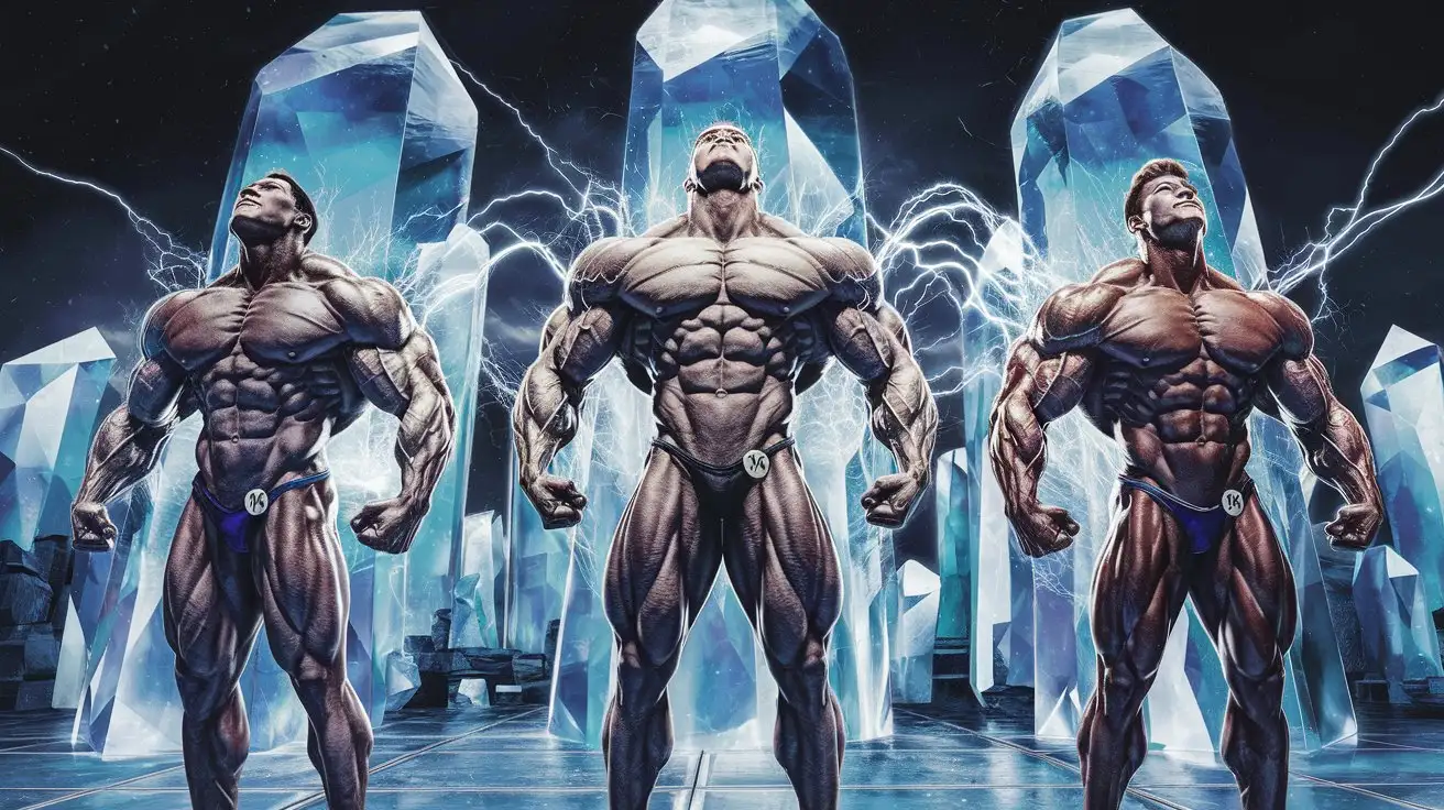 Three-Powerful-Bodybuilders-Receiving-Superpowers-in-Crystal-Fortress