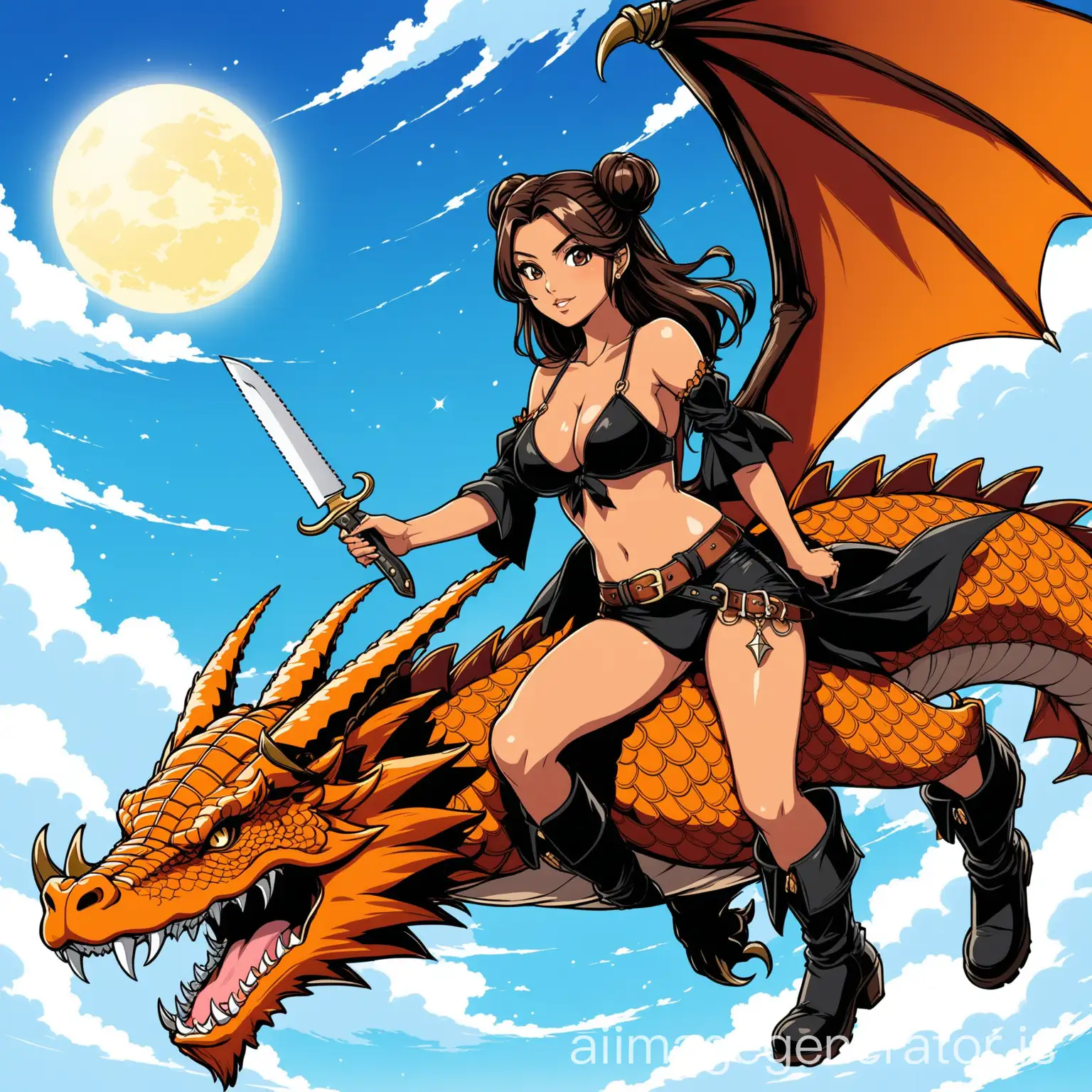 Stylish-Anime-Latina-Witch-Sitting-on-Dragon-with-Knife