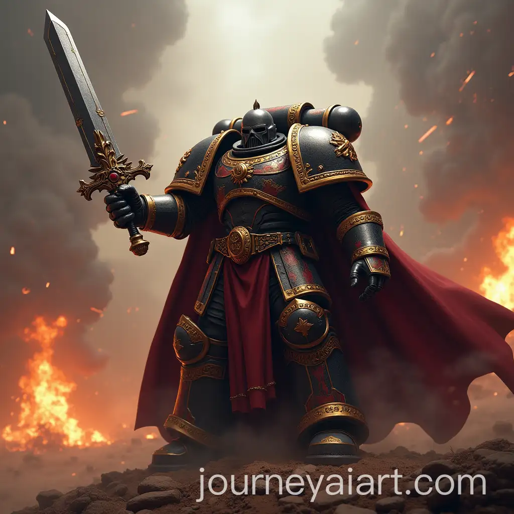 Emperor-of-Mankind-Leading-Space-Battle-with-Sword-Raised
