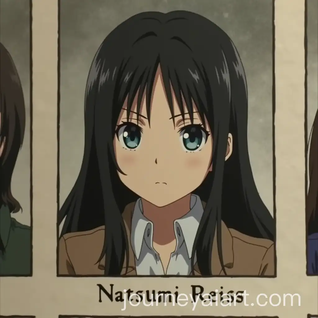 Vintage-Yearbook-Photo-of-Natsumi-Reiss-from-Attack-on-Titan-with-Long-Black-Hair-and-Blue-Eyes