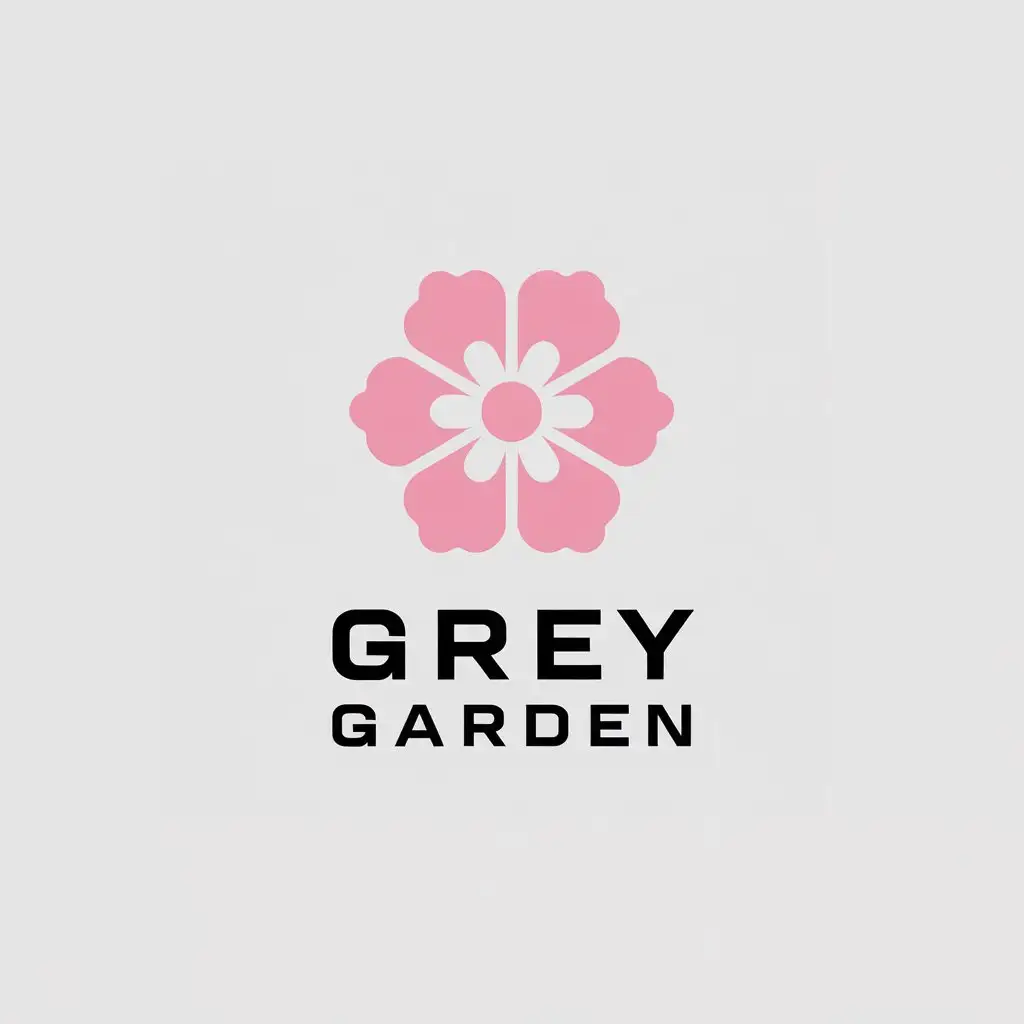 LOGO Design for Grey Garden Pink Sakura Flower in Minimalistic Style