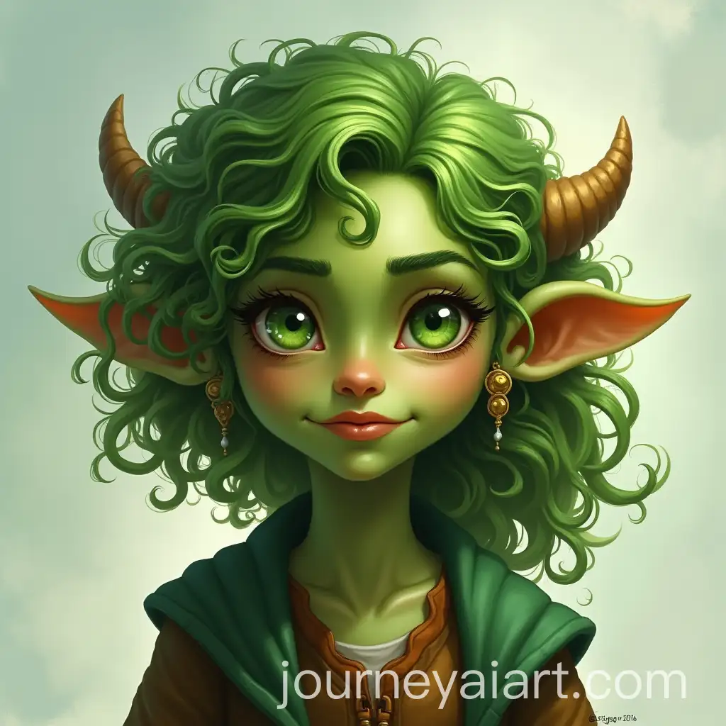 Cute-Female-Gnome-Character-with-Green-Skin-and-Curly-Hair