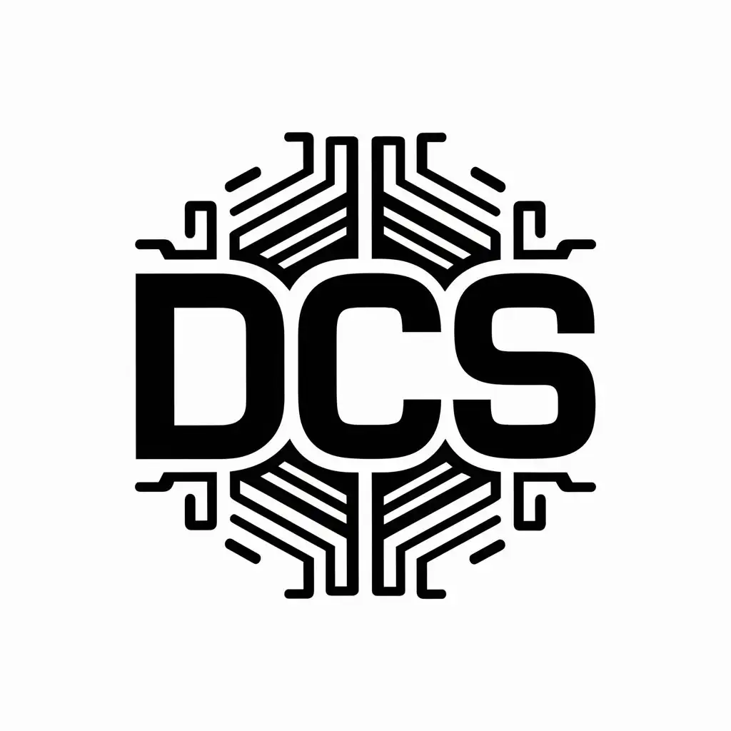 a vector logo design,with the text "DCS", main symbol:programmable logical controller,complex,be used in Technology industry,clear background