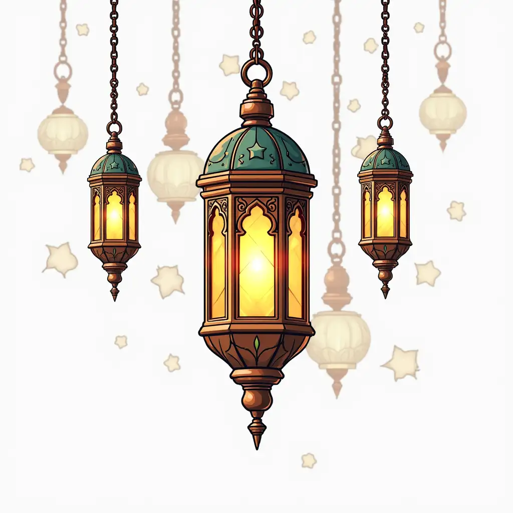 Ramadan theme drawing color chandelier png