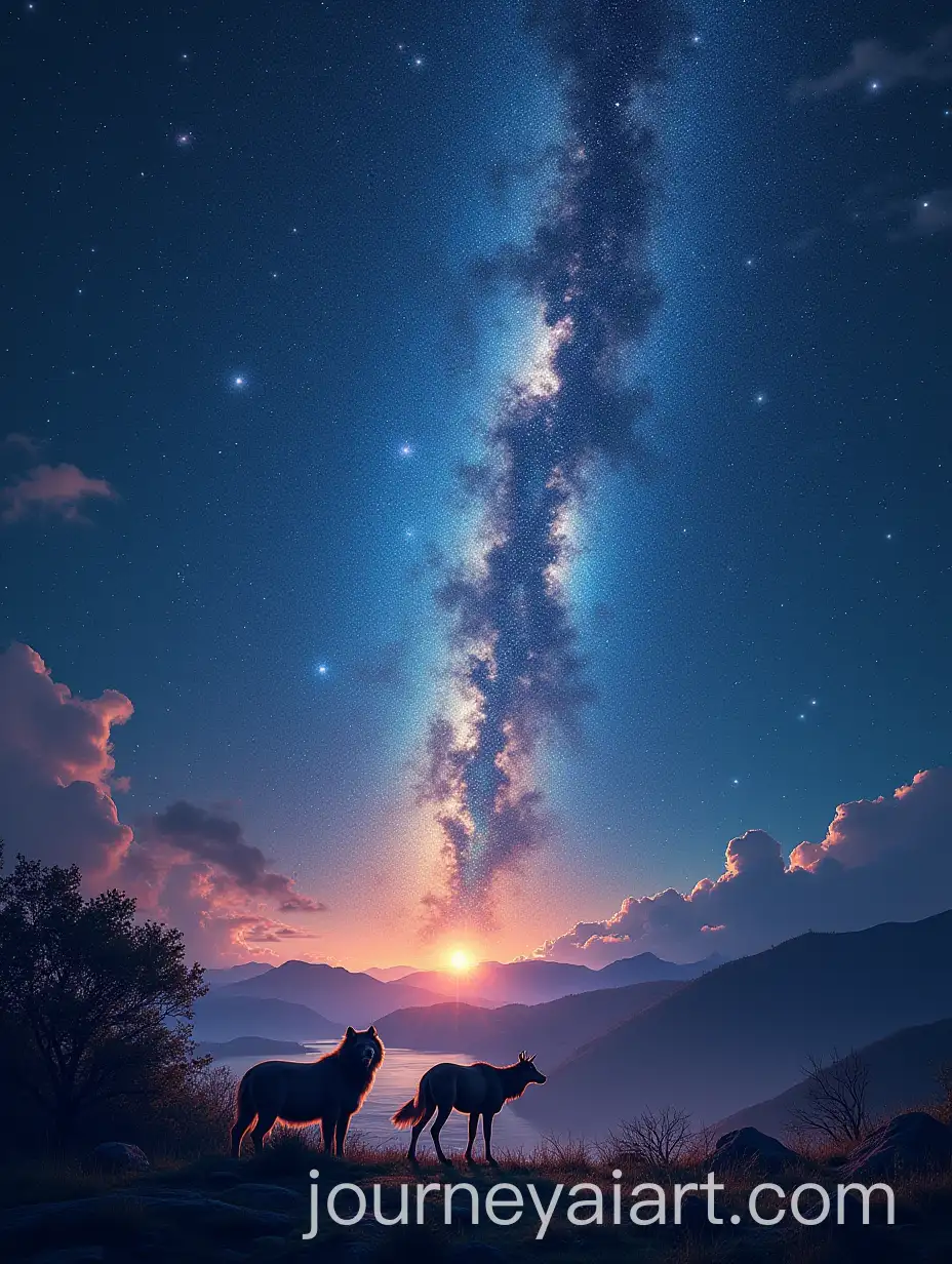 Cosmic-Landscape-with-Stars-and-Animal-Silhouettes-Representing-Spirit-Animals-and-the-Universe