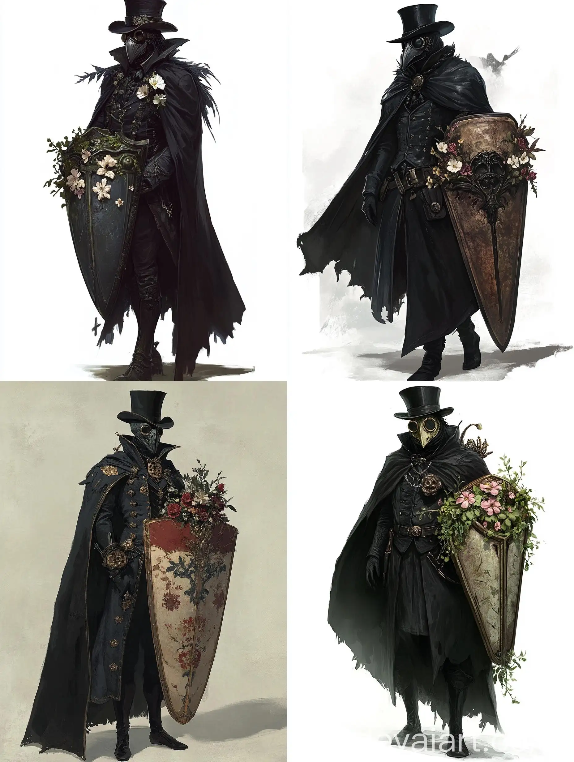 Steampunk-Crow-with-Plague-Mask-and-Coffin-Lid-Shield