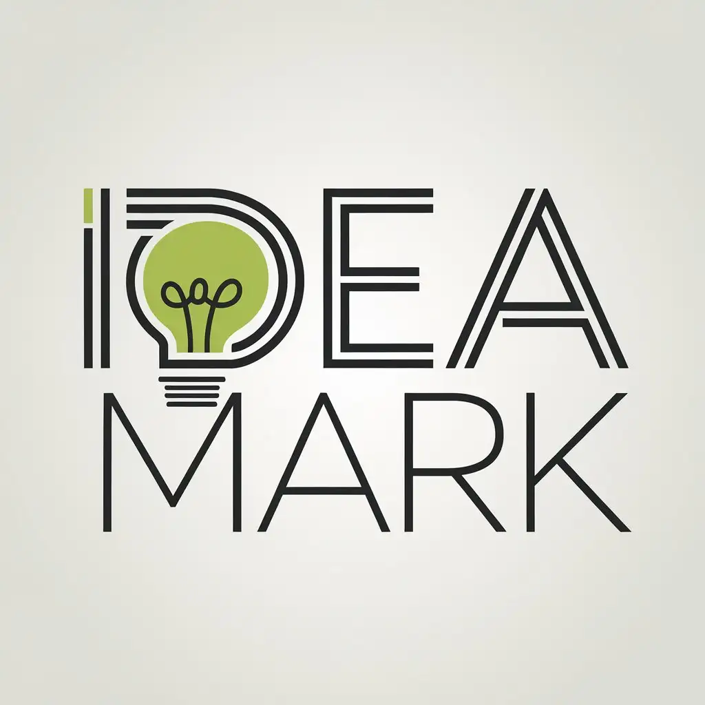 LOGO Design for Idea Mark Minimalist Black and Green with Geometric Light Bulb Icon