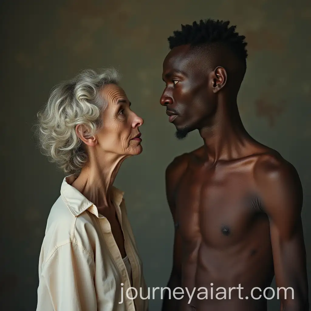 Thin-Elderly-Woman-with-Unbuttoned-Blouse-and-African-Man-in-Casual-Setting