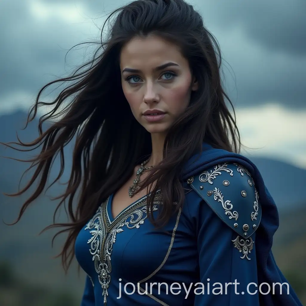 Fantasy-Warrior-Woman-in-Stormy-Landscape-with-Cinematic-Lighting