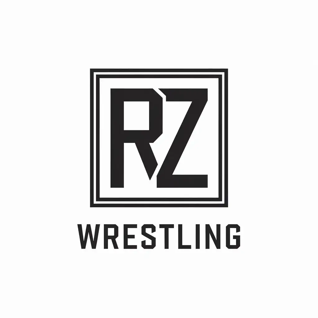 a vector logo design,with the text "wrestling", main symbol:RZ WITH A FONT THAT IS CONJUGATED WITH A FRAME,Minimalistic,clear background