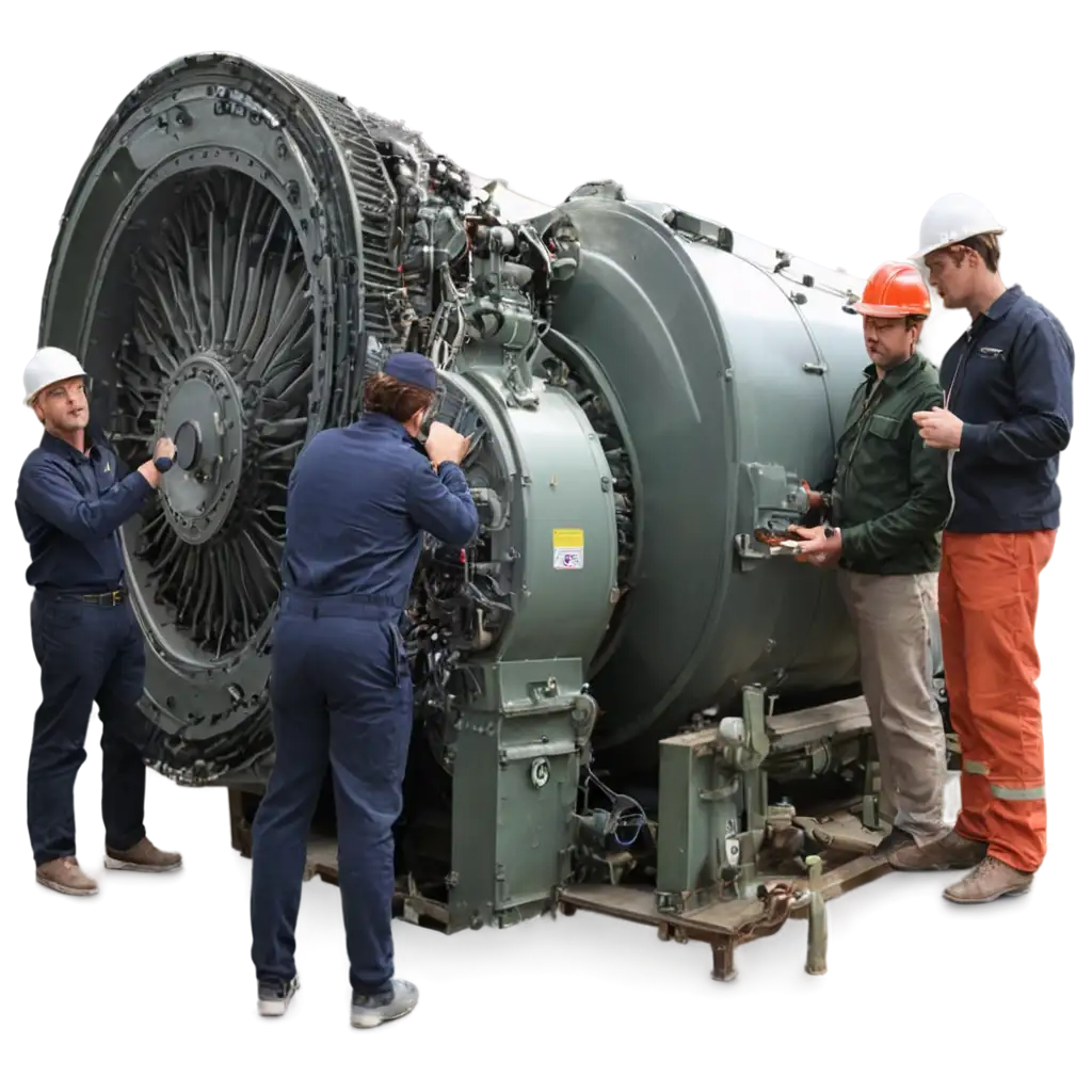 Engineers-and-Professionals-Around-a-Large-Engine-Generator-PNG-Image-for-Industrial-and-Tech-Use