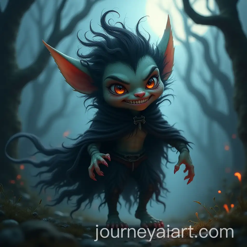 Mischievous-GoblinLike-Creature-in-an-Eerie-Moonlit-Forest