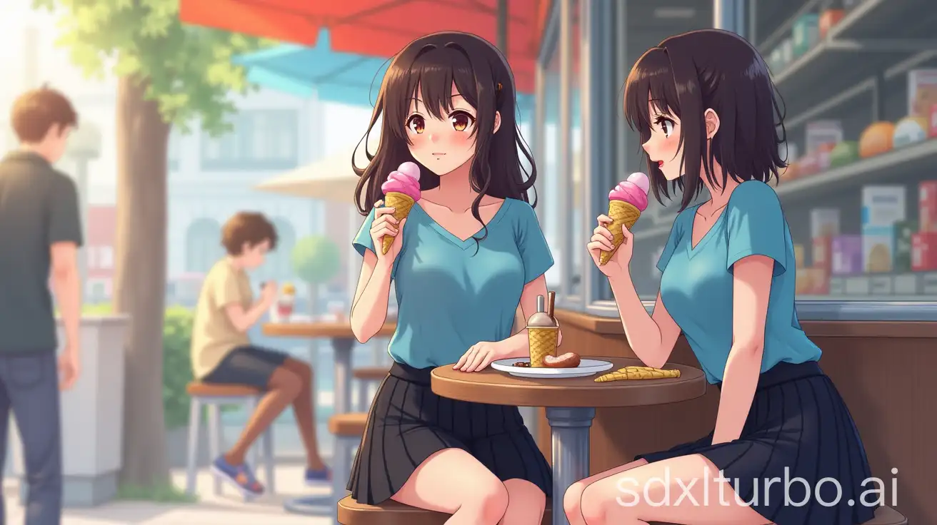 Stylish-Japanese-Teenager-Enjoying-Ice-Cream-in-Street-Cafe