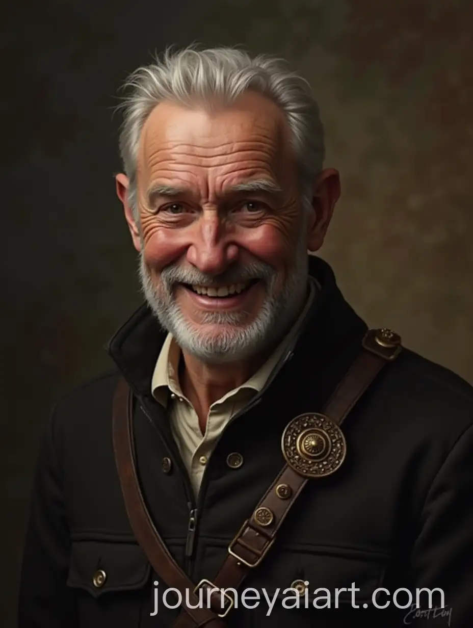 Old-Man-Smiling-Cunningly-in-Front-of-a-Silent-King