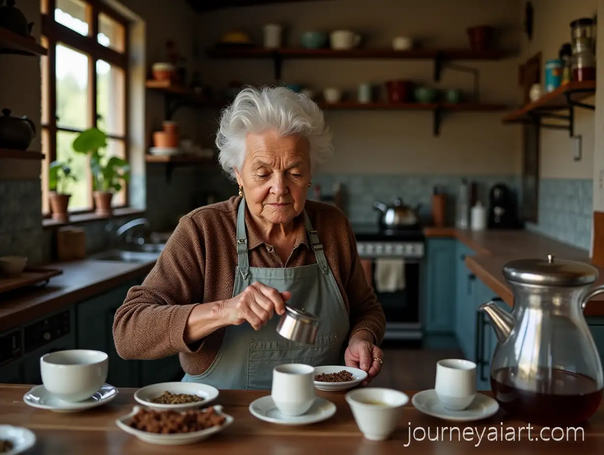 Elderly-Latin-Grandmother-Preparing-Tea-in-Cozy-Traditional-Latin-Home
