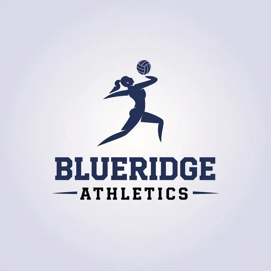 LOGO Design for Blueridge Athletics Female Athlete Spiking Volleyball with Minimalistic Style