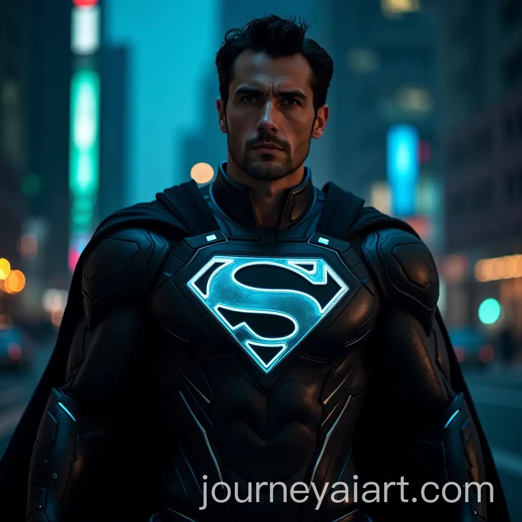 Man-in-TRONInspired-Superman-Suit-in-Frontal-Shot