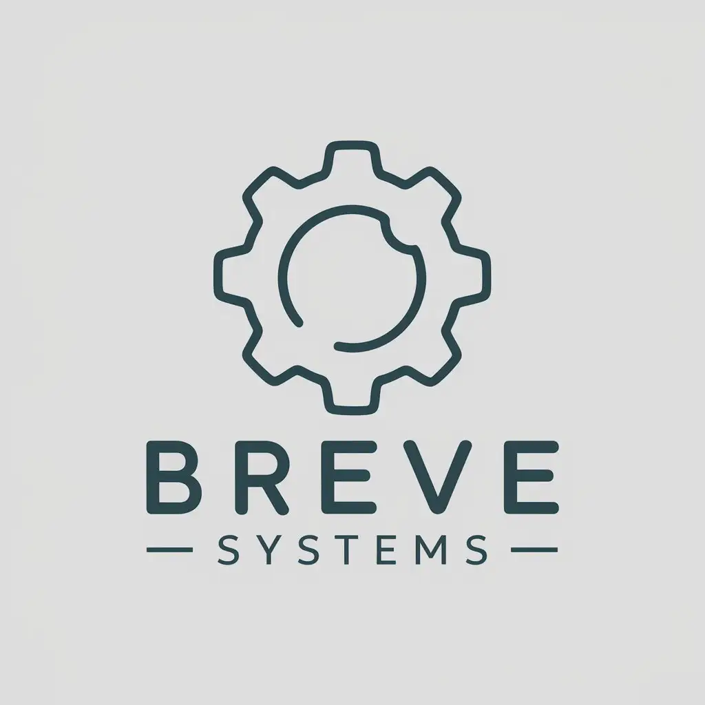 a vector logo design,with the text "Breve Systems", main symbol:a stylized gear,Minimalistic,be used in Technology industry,clear background