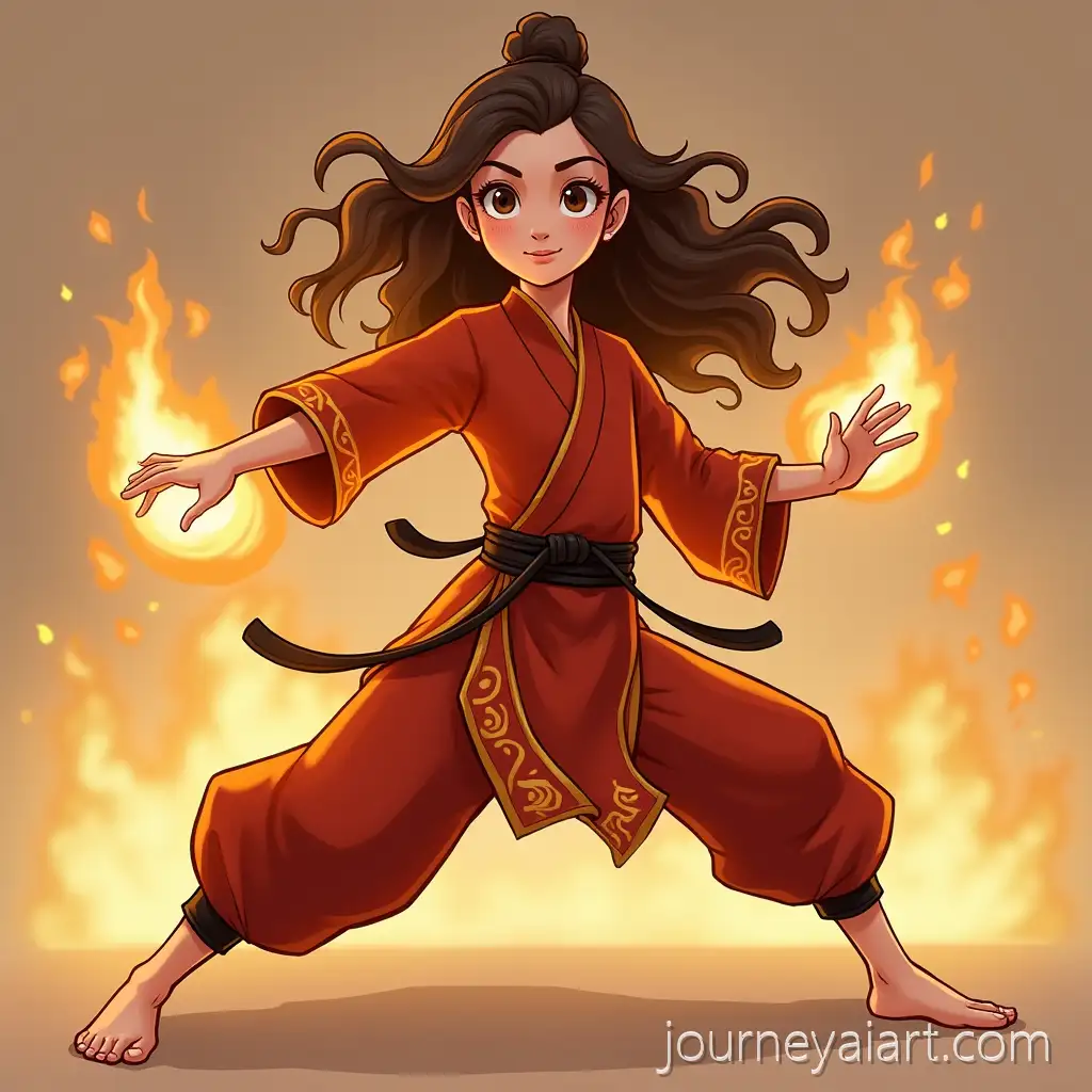 Firebender-Girl-with-Hazel-Eyes-and-Light-Brown-Wavy-Hair-in-Martial-Arts-Suit
